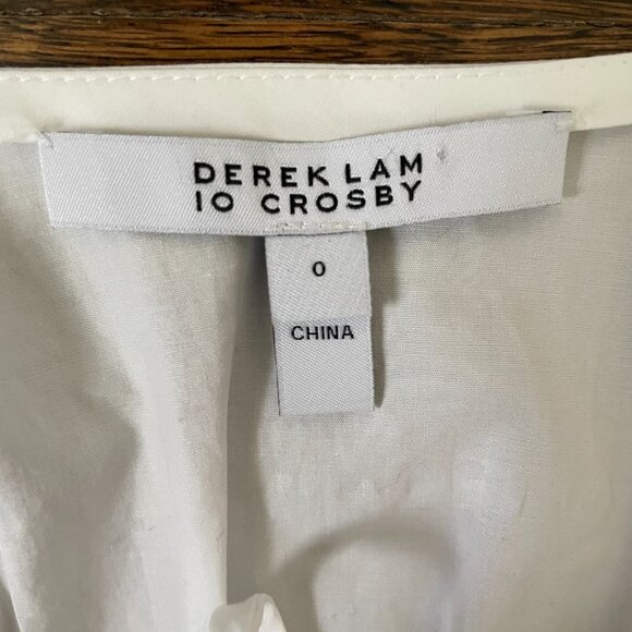 Derek Lam 10 Crosby White Cotton Breanna Gathered Top Blouse-Size 0 - Picture 4 of 10